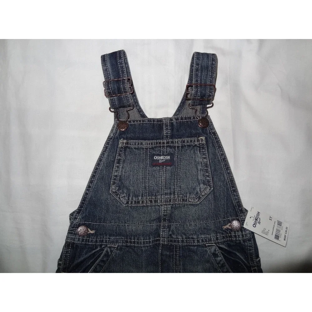 Boys OshKosh One-Piece Brooklyn overall conductor Bib Blue Jeans 18M - Picture 3 of 9